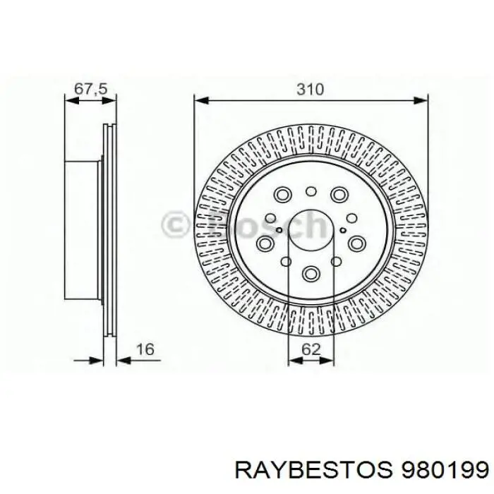 Диск гальмівний задній 980199 Raybestos