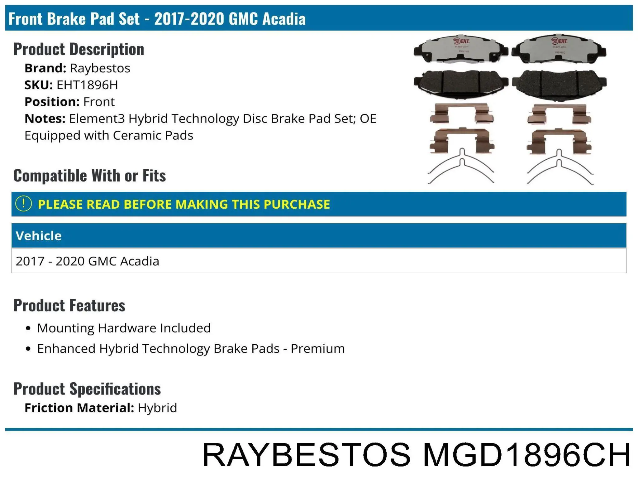  Raybestos MGD1896CH ціна, від 74.25 USD