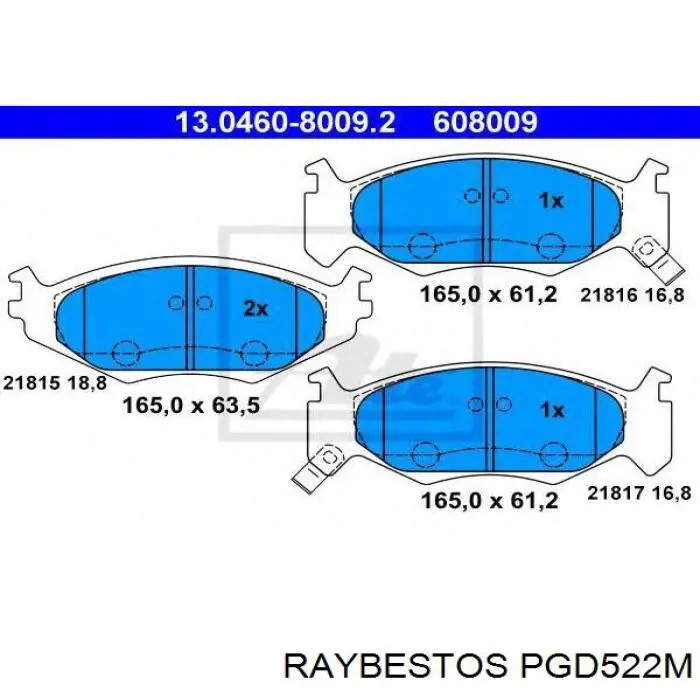 PGD522M Raybestos колодки гальмівні передні, дискові