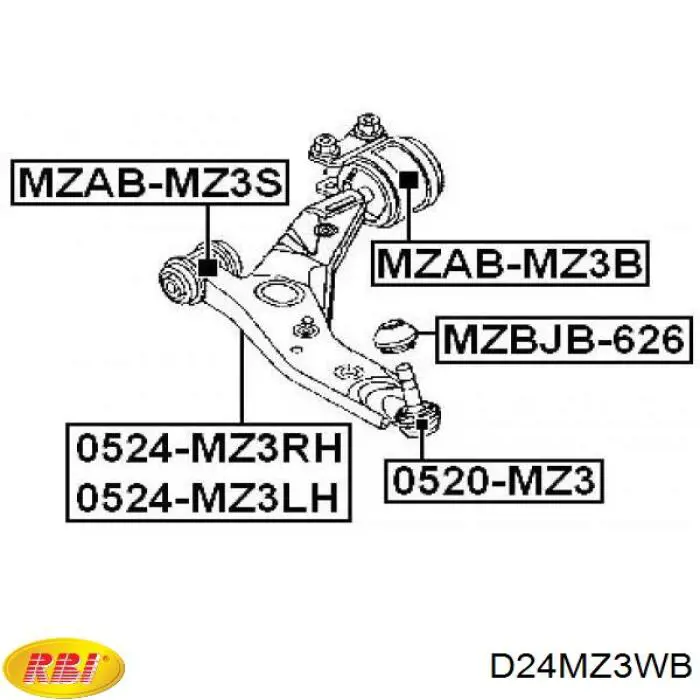 D24MZ3WB RBI сайлентблок переднього нижнього важеля