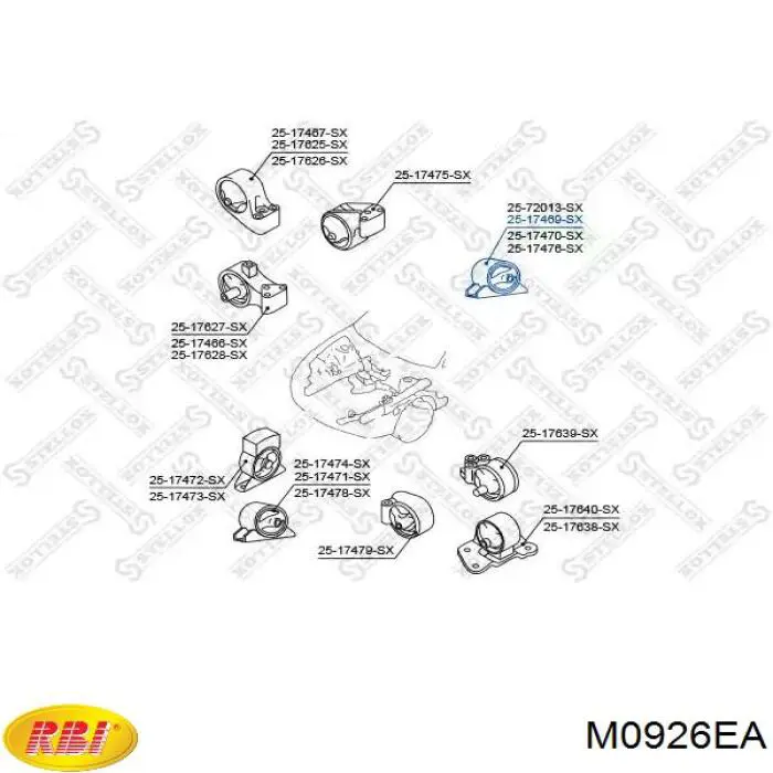 M0926EA RBI Подушка (опора) двигуна, задня (сайлентблок)