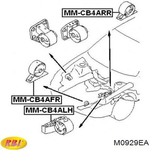 Подушка двигуна задня M0929EA RBI