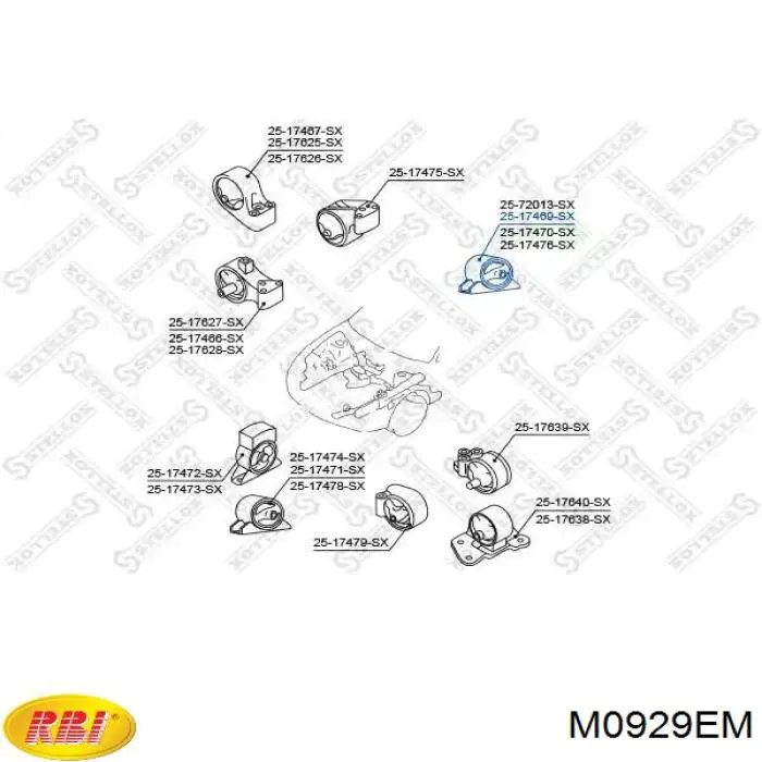 Купити M0929EM RBI Задня опора двигуна