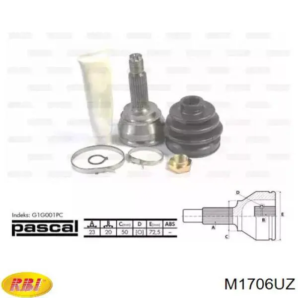 Пильник гранати внутрішній, передній півосі RBI M1706UZ ціна, від 5.79 USD
