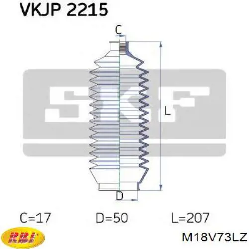 Купити M18V73LZ RBI Пильник рульового механізму/рейки, лівий