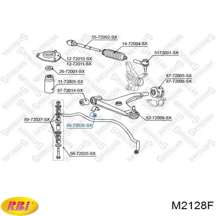 Втулка стабілізатора переднього M2128F RBI