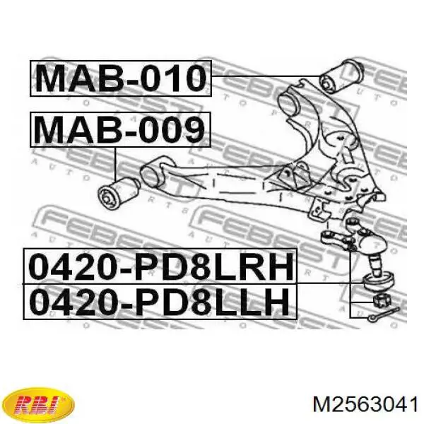 M2563041 RBI Сайлентблок переднього нижнього важеля