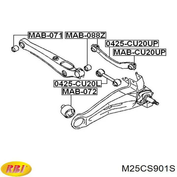 Сайлентблок тяги поперечної, задньої підвіски M25CS901S RBI