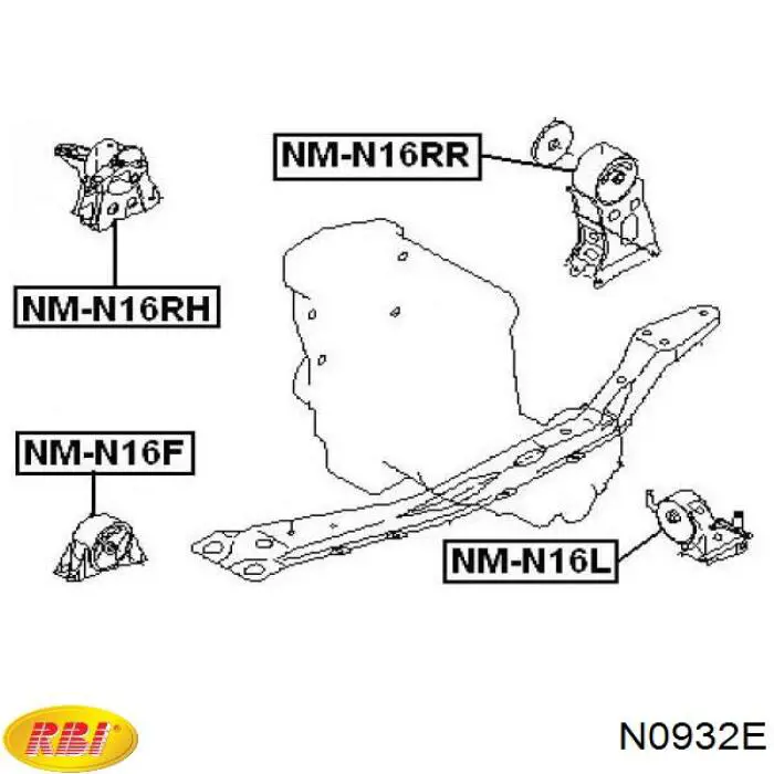 N0932E RBI Задній сайлентблок двигуна