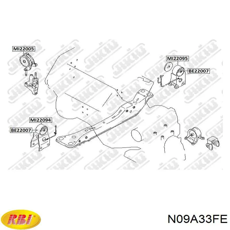 Подушка (опора) двигуна, передня RBI N09A33FE ціна, від 27.54 USD