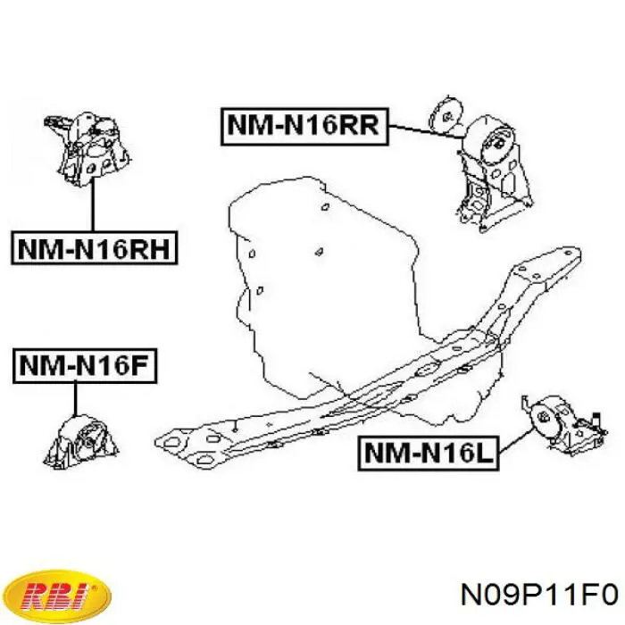 N09P11F0 RBI Подушка (опора) двигуна передня (сайлентблок)