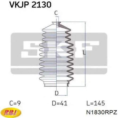 Пильник рульового механізму/рейки, правий RBI N1830RPZ ціна, від 6.05 USD
