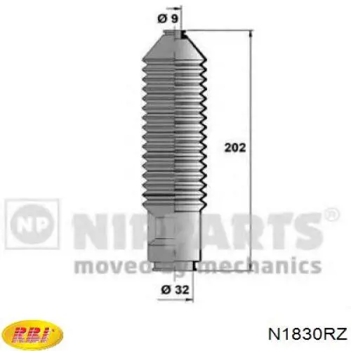 Пильник рульового механізму/рейки, правий RBI N1830RZ ціна, від 6.05 USD