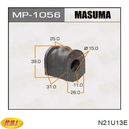 Втулка стабілізатора заднього RBI N21U13E ціна, від 2.65 USD