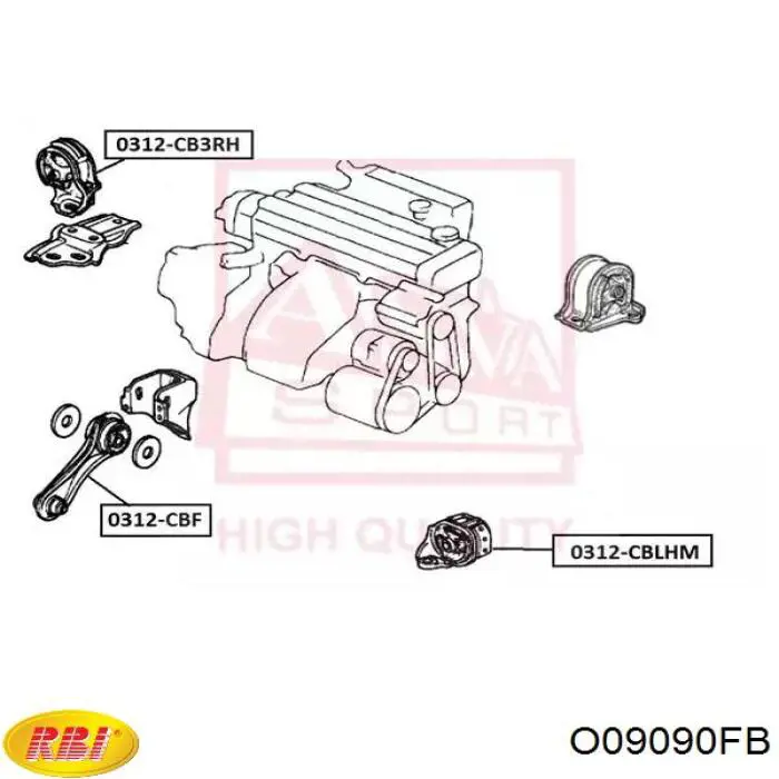 Подушка двигуна передня O09090FB RBI