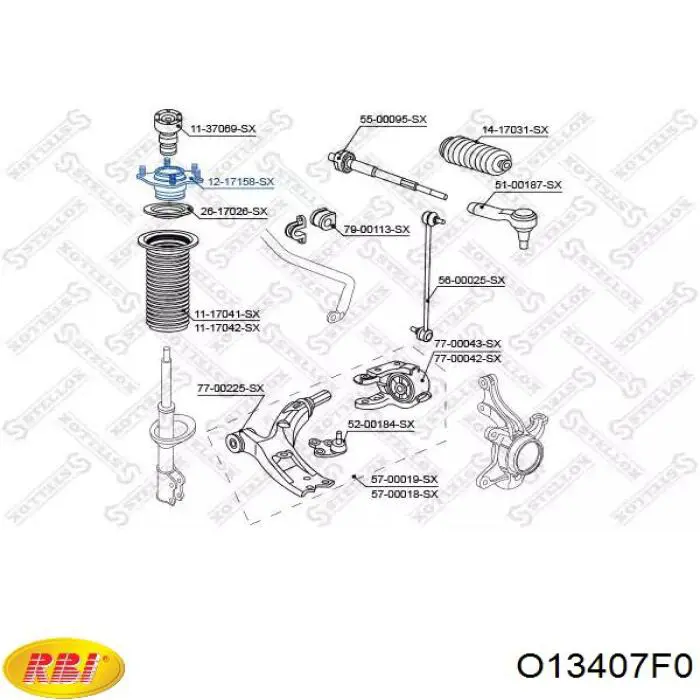 O13407F0 RBI Кріплення переднього амортизатора