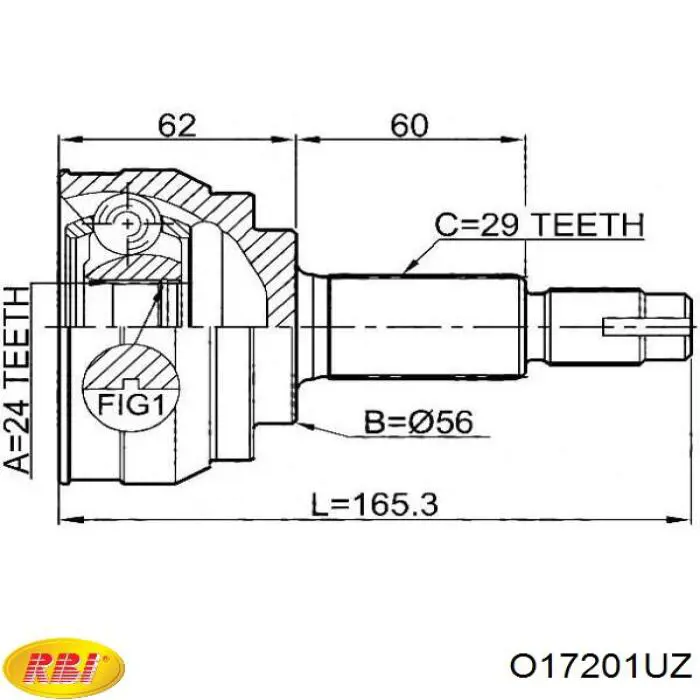 O17201UZ RBI Пильник ШРУСа зовнішній, передній піввісі