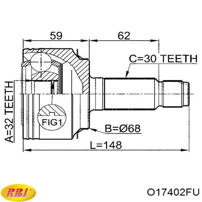 Пильник ШРУСа зовнішній O17402FU RBI