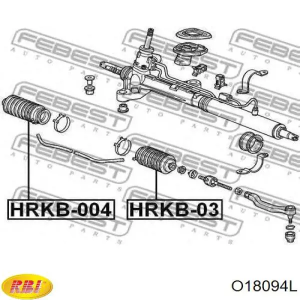 Пильник рульової рейки O18094L RBI
