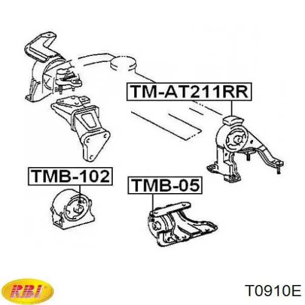 T0909F RBI подушка (опора двигуна, передня)