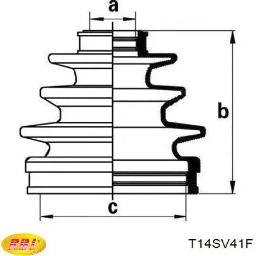 Пильник амортизатора переднього T14SV41F RBI