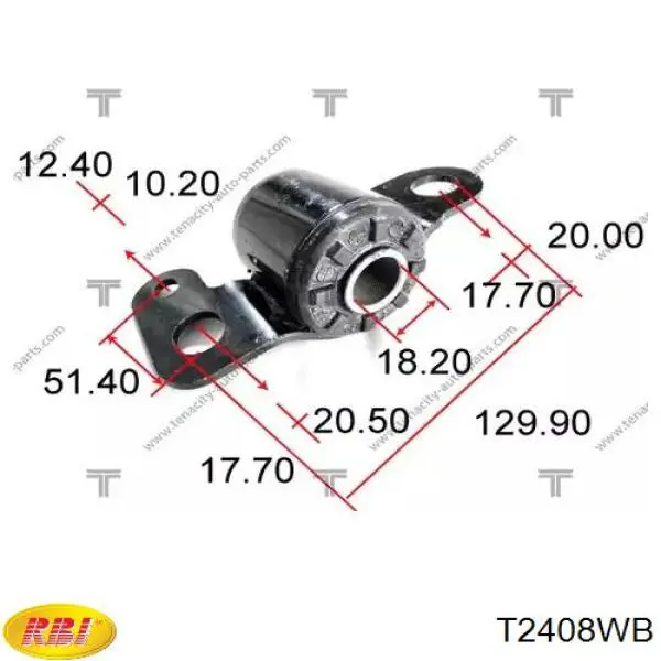 Сайлентблок переднього важеля T2408WB RBI