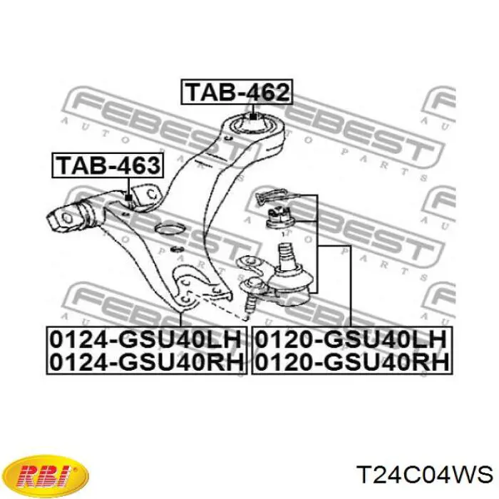 Сайлентблок переднього важеля T24C04WS RBI
