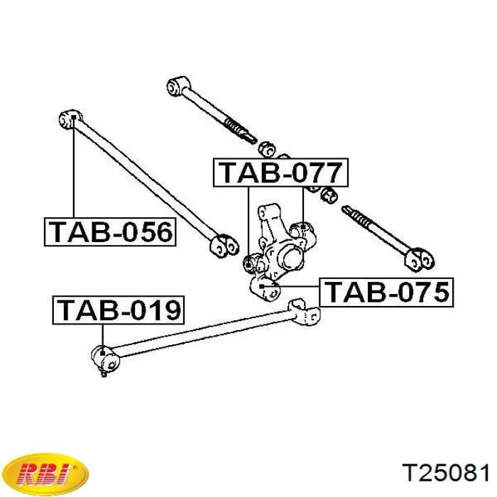 Сайлентблок тяги поперечної, задньої підвіски T25081 RBI
