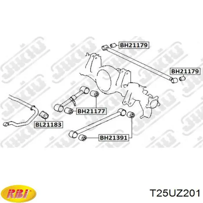 Сайлентблок задньої поздовжньої тяги T25UZ201 RBI