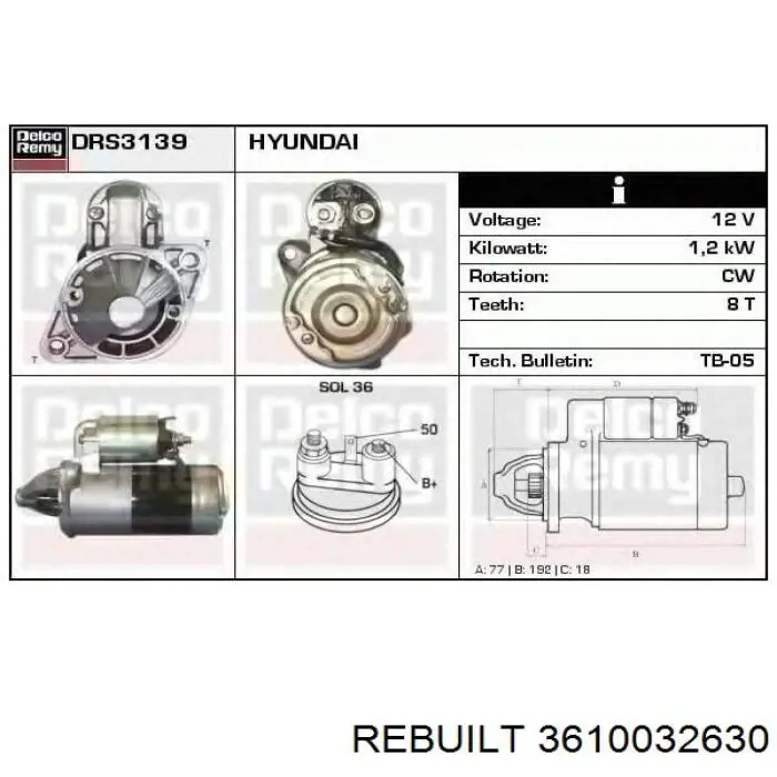 3610032630 Rebuilt Стартер двигуна
