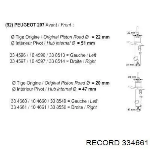 Стойка амортизатора передняя Record 334661 ціна, від 37.75 USD
