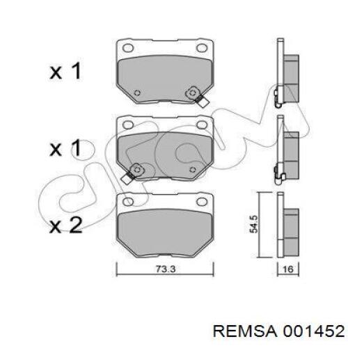 001452 Remsa Колодки гальмівні задні, дискові