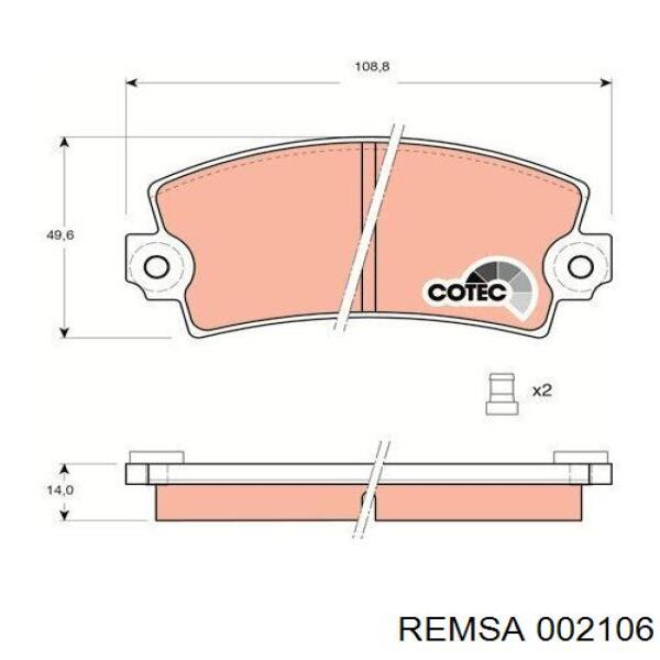 Колодки гальмівні передні, дискові 002106 Remsa