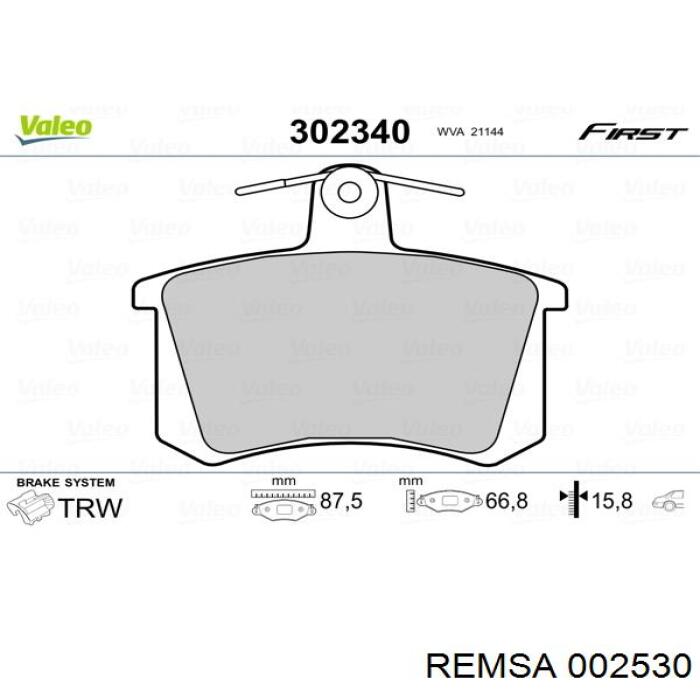 Купити 002530 Remsa Задні колодки