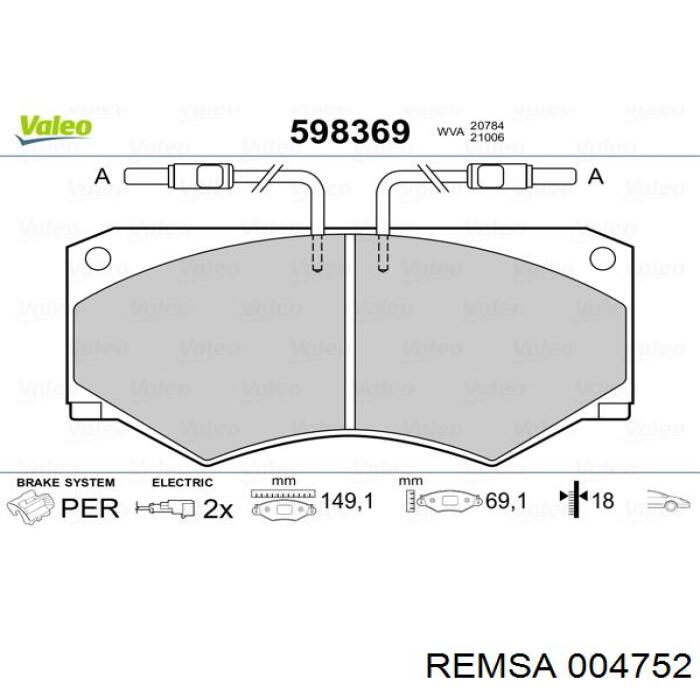 Гальмівні колодки Remsa 004752 ціна, від 33.88 USD