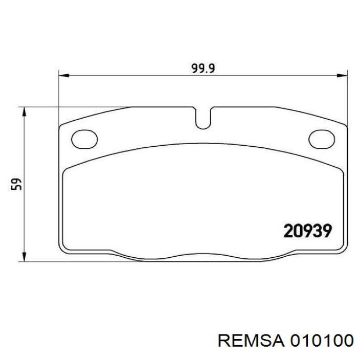 Колодки гальмівні передні, дискові 010100 Remsa