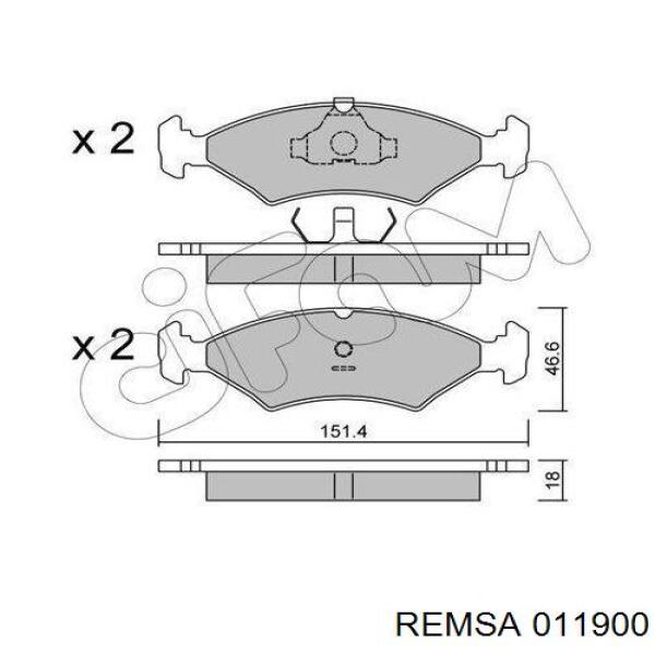 Колодки гальмівні передні, дискові 011900 Remsa