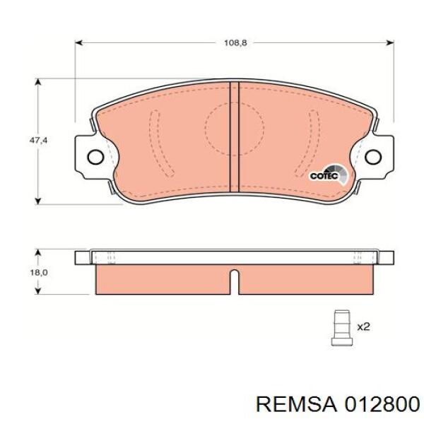 Колодки гальмівні передні, дискові 012800 Remsa