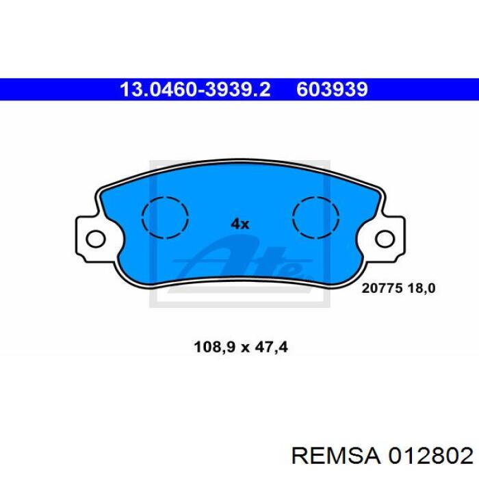 012802 Remsa Передні гальмівні колодки
