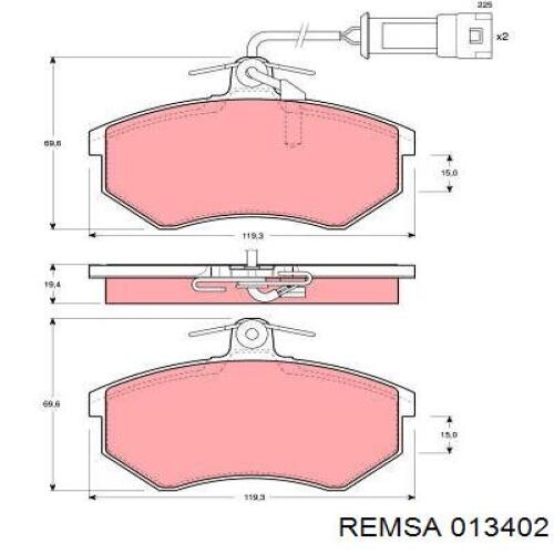 Купити 013402 Remsa Колодки гальмівні передні, дискові