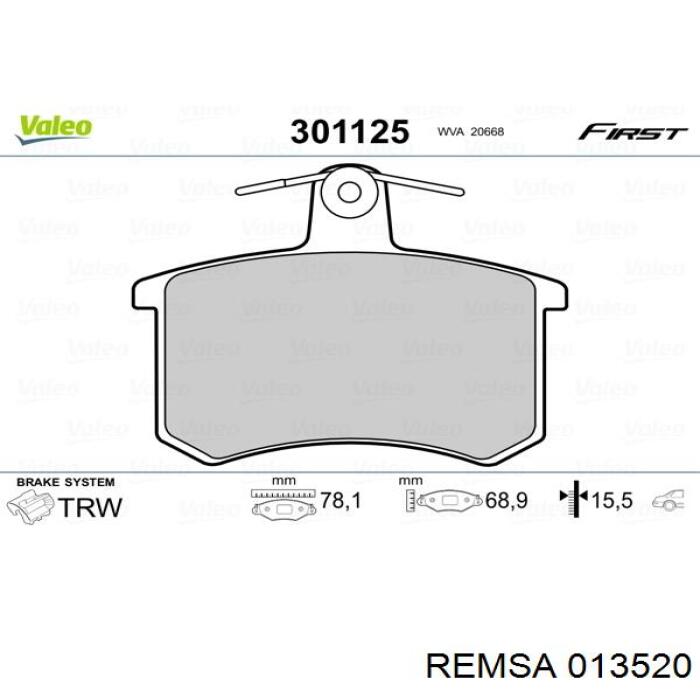 Задні гальмівні колодки Remsa 013520 ціна, від 19.16 USD
