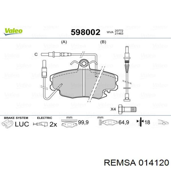 Тормозні колодки Remsa 014120