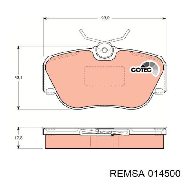 Колодки гальмівні передні, дискові 014500 Remsa