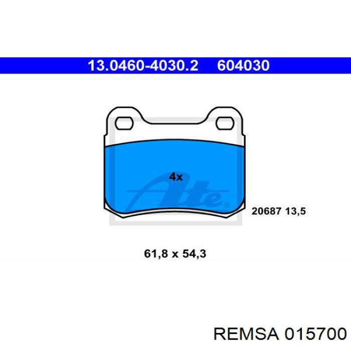 015700 Remsa колодки гальмові задні, дискові