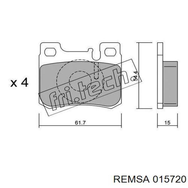 Задні гальмівні колодки 015720 Remsa