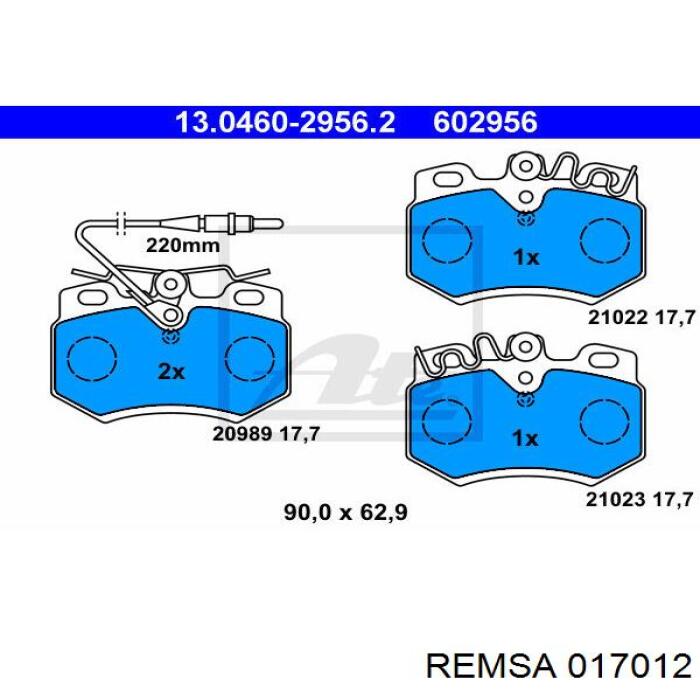 Гальмівні колодки Remsa 017012 ціна, від 13.34 USD