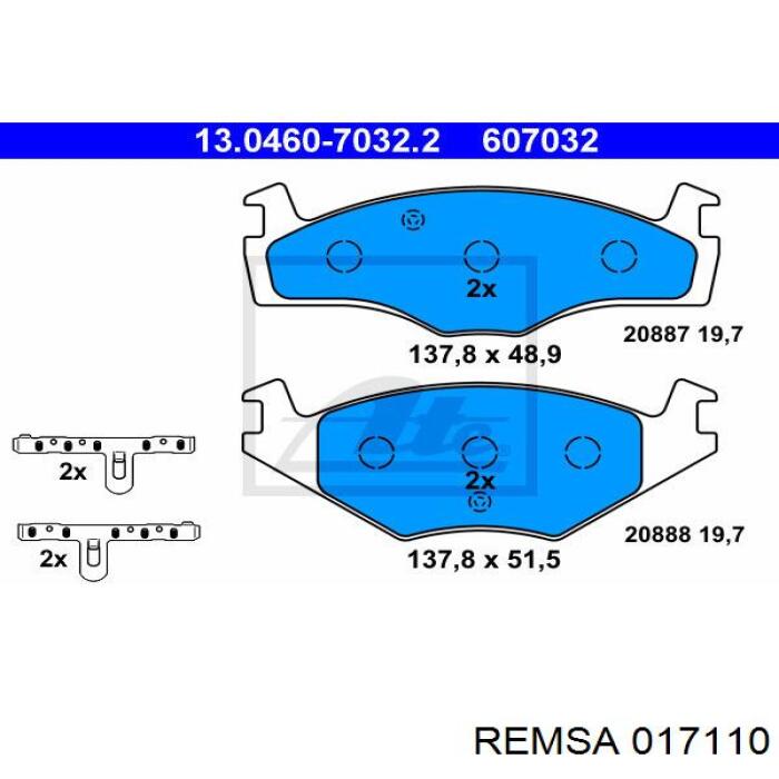 017110 Remsa колодки гальмівні передні, дискові