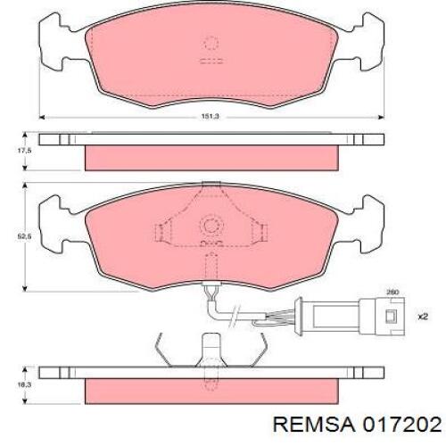 017202 Remsa колодки гальмівні передні, дискові