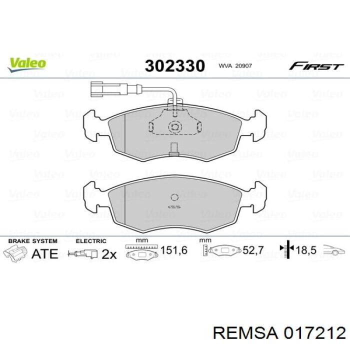 Тормозні колодки Remsa 017212