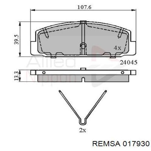 Задні гальмівні колодки Remsa 017930 ціна, від 19.27 USD